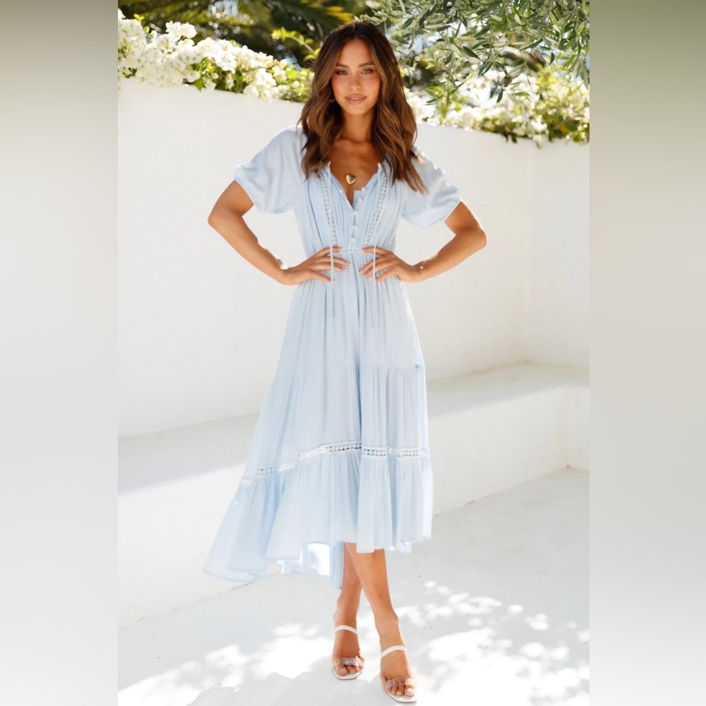 NWT Hello Molly High Above The Clouds Midi Dress Blue, Small